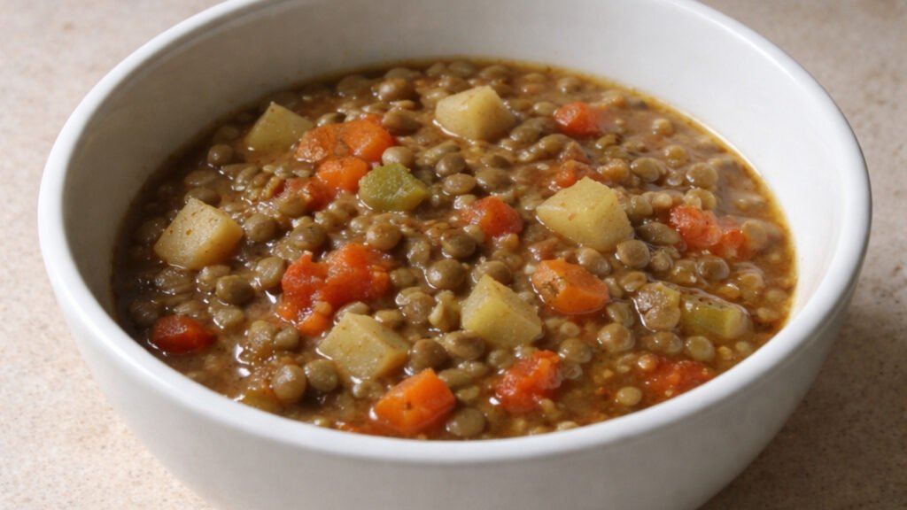 Cheap lentil stew for one person