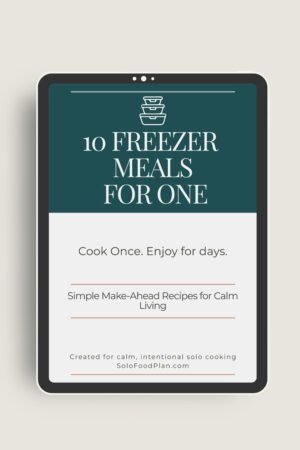 10 freezer meals for one digital ebook displayed on iPad