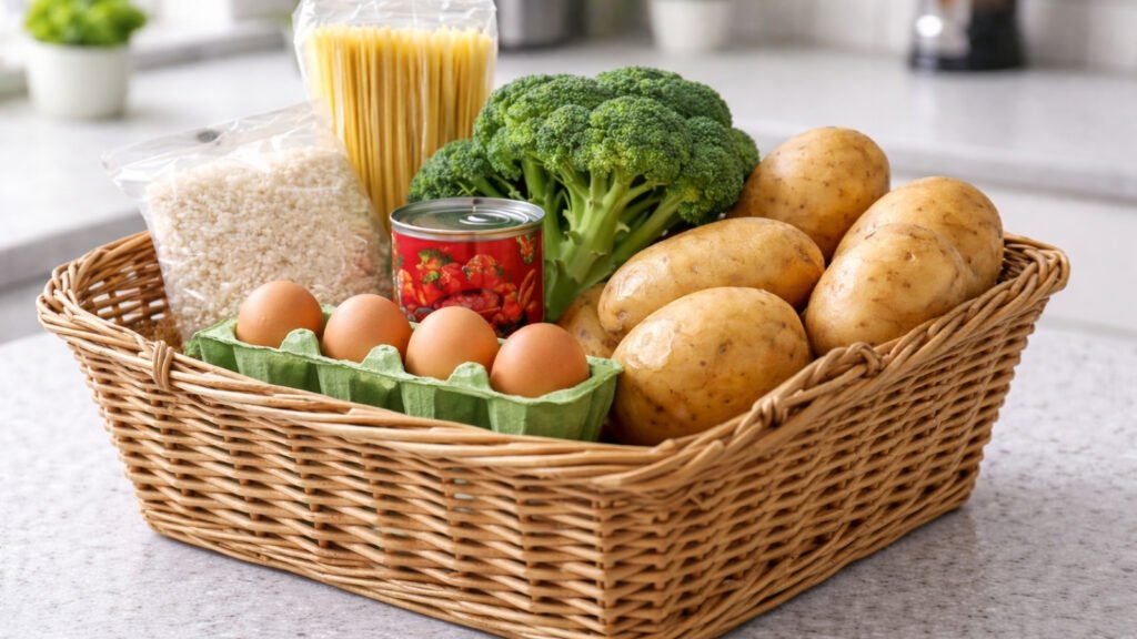 £30 Meal Plan for One Person groceries in a basket