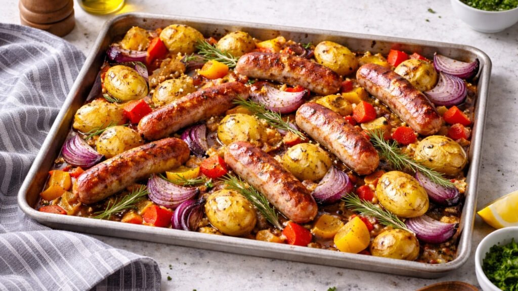 Sausage, Potato & Veg Traybake cheap meal