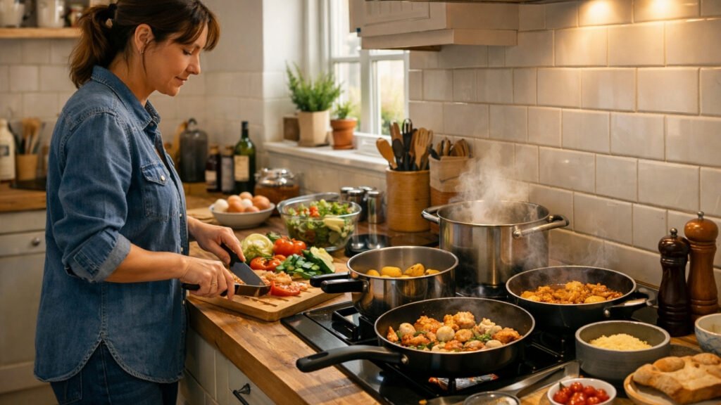 A person batch cooking meals for one person the week