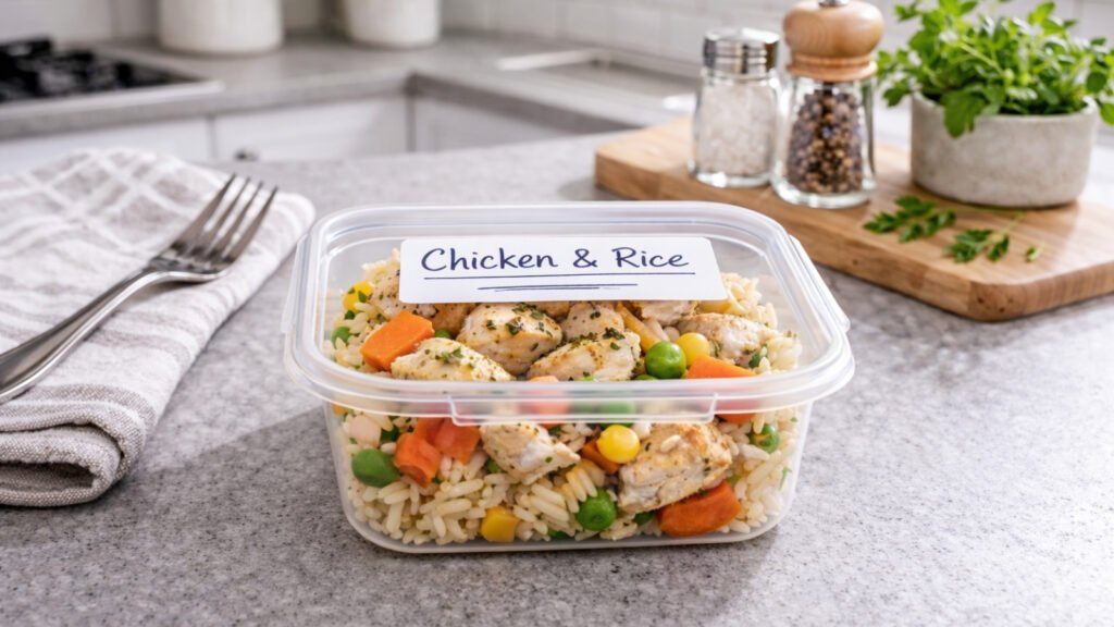 Single portion freezer meal for low-energy day