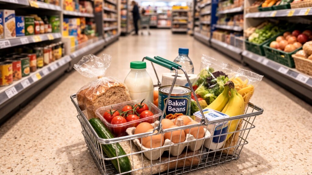 Small grocery shop for one person in UK supermarket