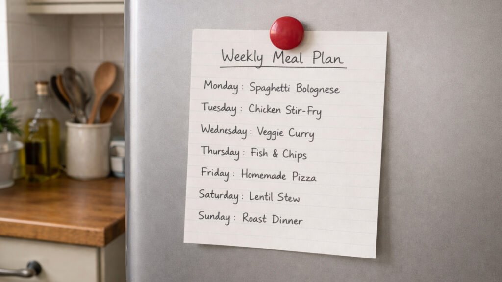 Example weekly meal plan for one person