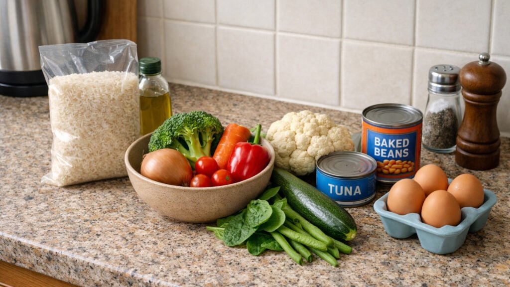 weekly meal plan ingredients for one person UK