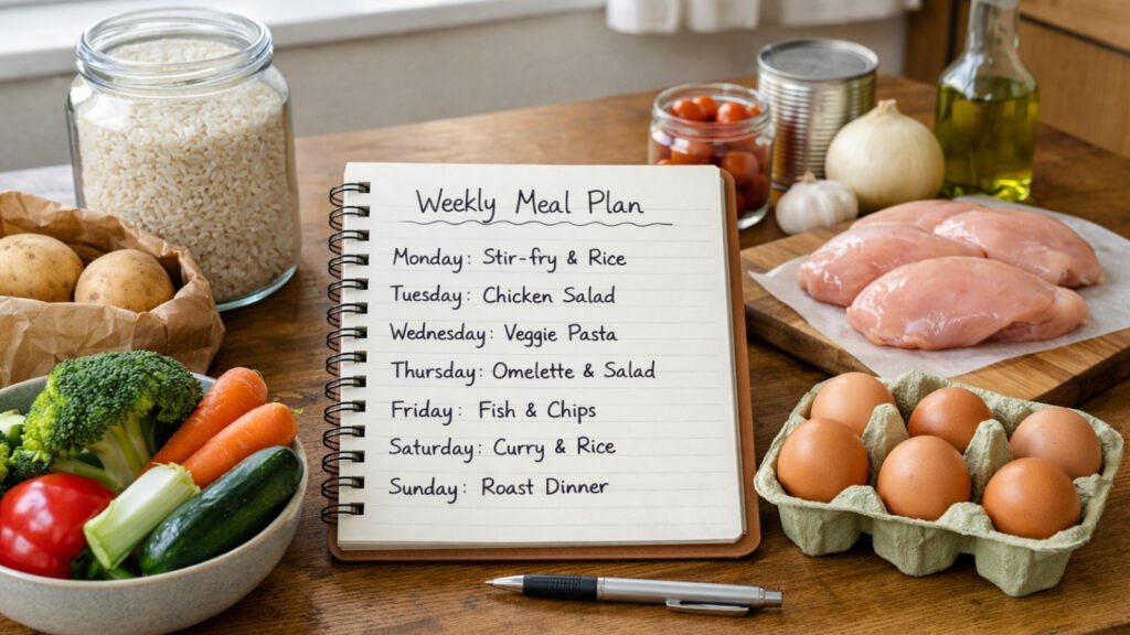 meal plans for one person UK weekly food planning simple setup