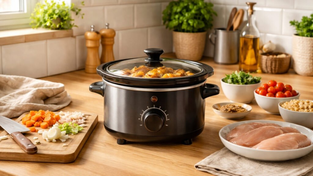best slow cooker for one person UK small kitchen setup
