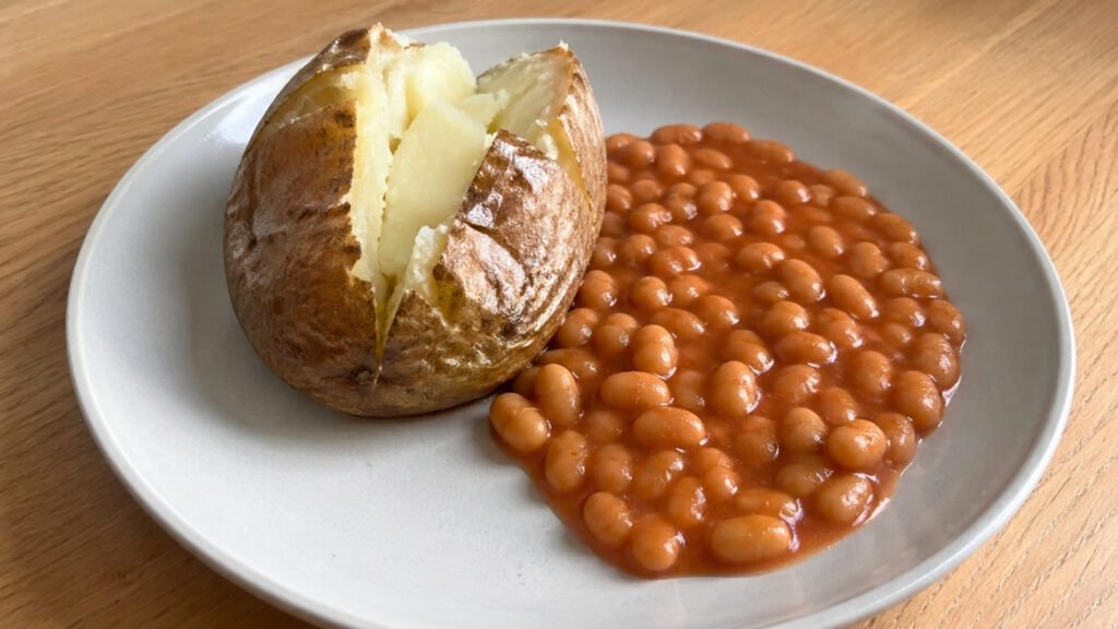 jacket potato with beans cheap meal for one person UK