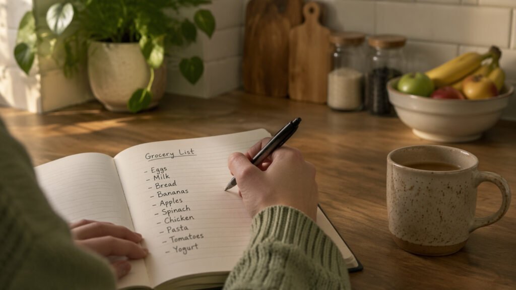 weekly grocery list for one person UK simple shopping guide