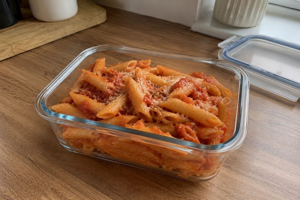 pasta leftovers meal prep one person UK food storage