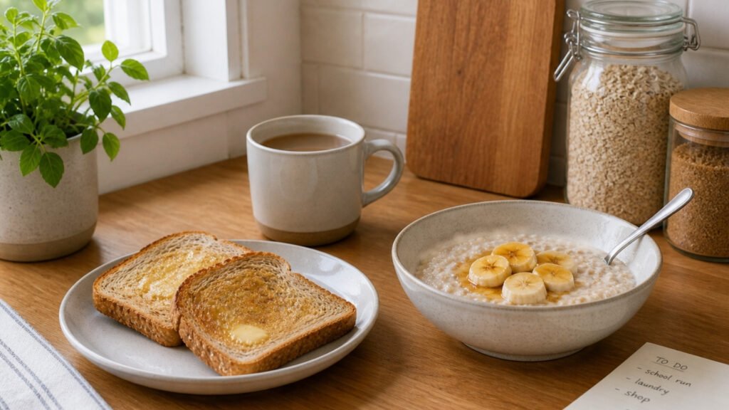 easy breakfast ideas one person UK porridge toast