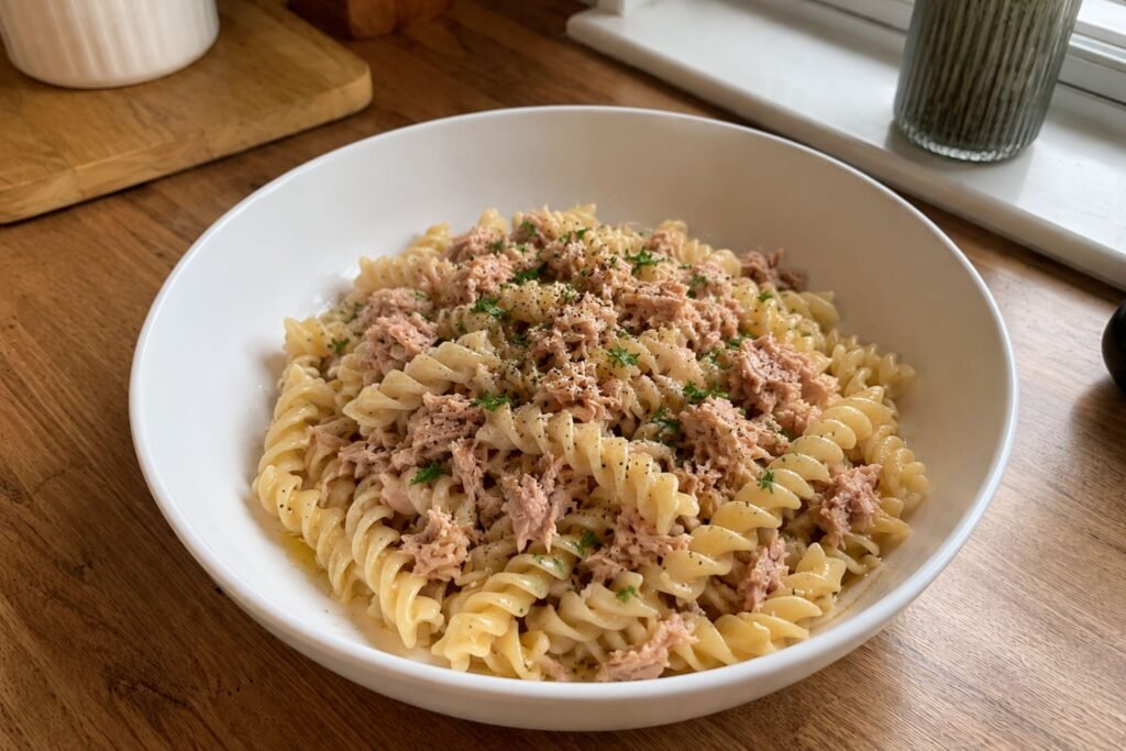 easy tuna pasta meal for one person UK 