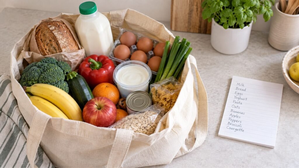 Weekly grocery shopping for one person in the UK